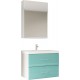 Мебель для ванной Marka One Mix 60П с 2 ящиками, бирюзовое стекло, ручки рейлинг